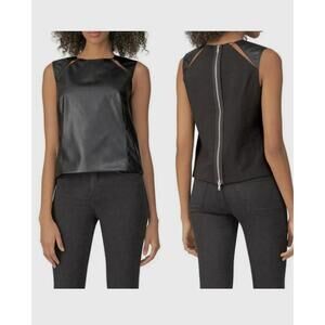 KF KaufmanFranco Collective Faux Leather Cutout Sleeveless Top Women's 4 Or Smal